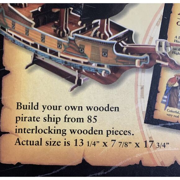 Pirate Model Ship Kit Pirates On The High Seas Book & Ship Set 2007 Wood NIP - Picture 6 of 8